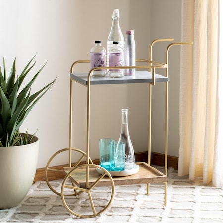 Safavieh Harper 2 Tier Bar Cart, Natural & Grey BCT9000A